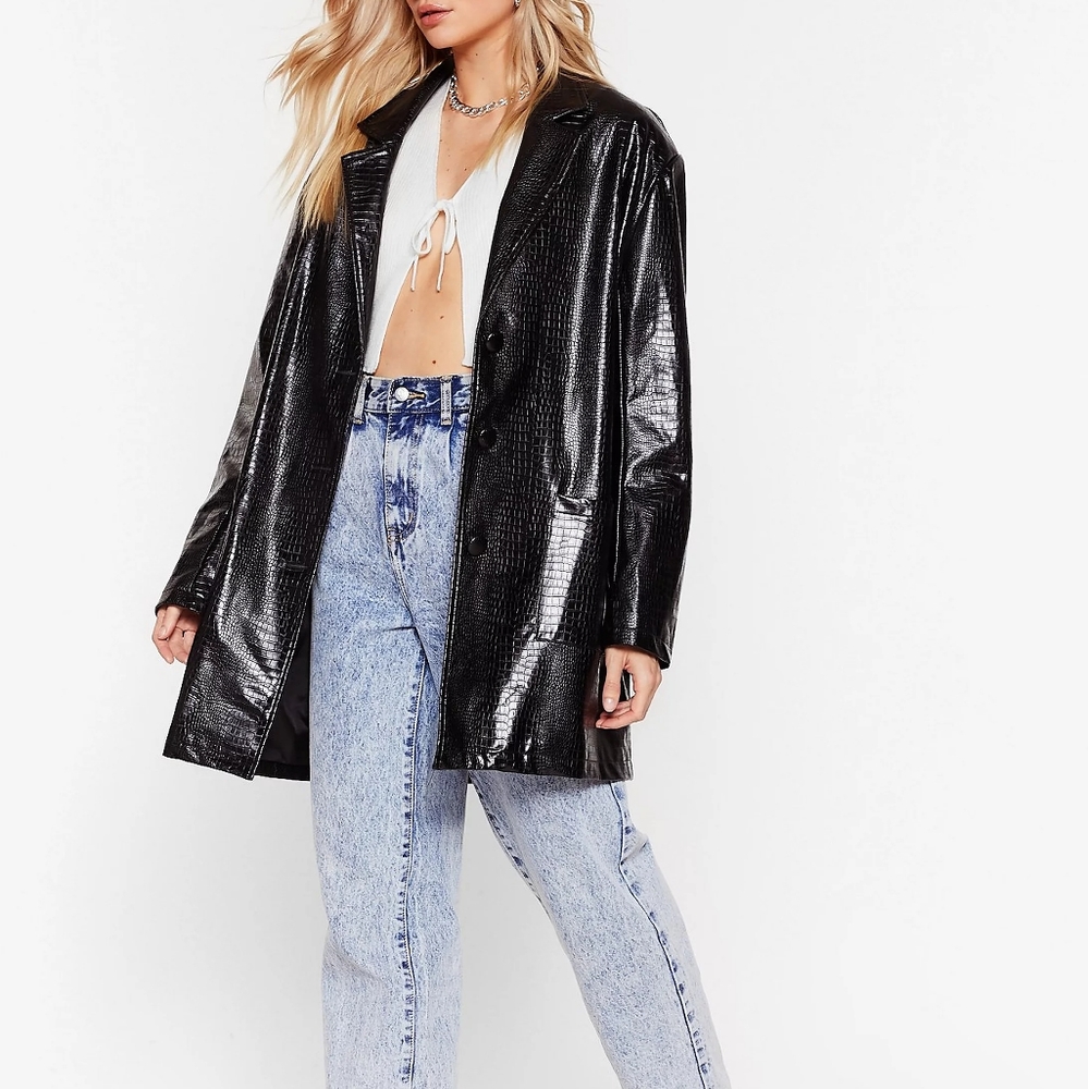 Oversized Croc Faux Leather Jacket RUNS BIG